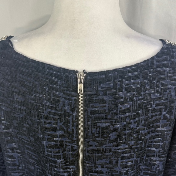 Adrianna Papell Black Textured Dress with Beaded Neckline Size 16W - Picture 8 of 10